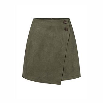 Women's Faux Suede Wrap Mini Skirt