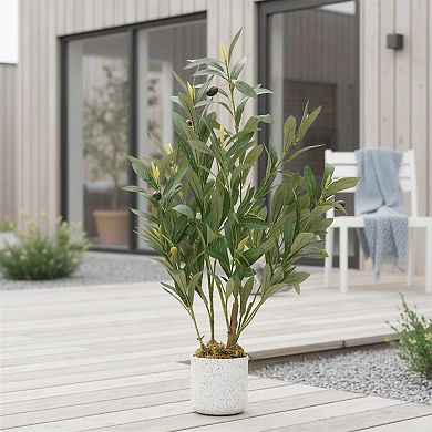 Artificial Olive Tree with Realistic Trunk and Silk Leaves, Indoor Decor for Home Office