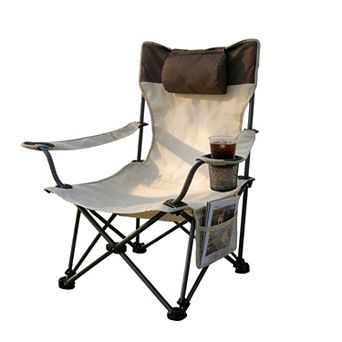 Adjustable Reclining Folding Camping Chair with Storage Pockets for Beach and Lawn