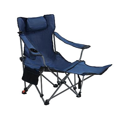Adjustable Reclining Folding Camping Chair with Storage Pockets for Beach and Lawn