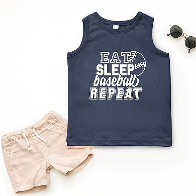 Eat Sleep Baseball Repeat With Ball - Toddler Graphic Tank