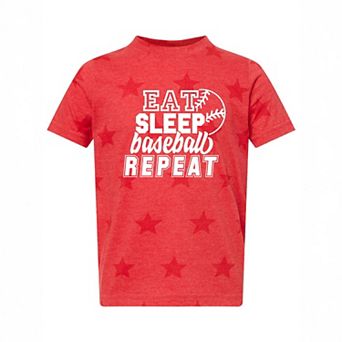 Eat Sleep Baseball Repeat With Ball - Toddler Short Sleeve Star Tee