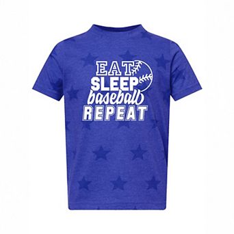 Eat Sleep Baseball Repeat With Ball - Toddler Short Sleeve Star Tee