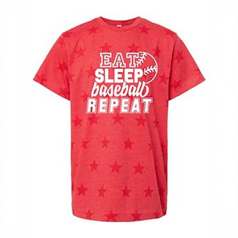 Eat Sleep Baseball Repeat With Ball - Youth Short Sleeve Star Tee