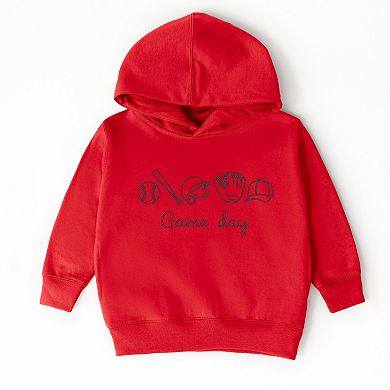 Embroidered Baseball Game Day Icons - Toddler Hoodie