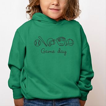 Embroidered Baseball Game Day Icons - Toddler Hoodie