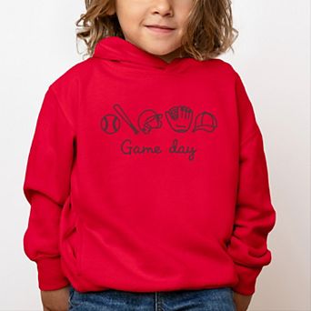 Embroidered Baseball Game Day Icons - Toddler Hoodie