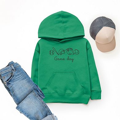 Embroidered Baseball Game Day Icons - Youth Graphic Hoodie