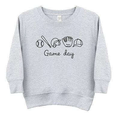 Embroidered Baseball Game Day Icons - Toddler Graphic Sweatshirt