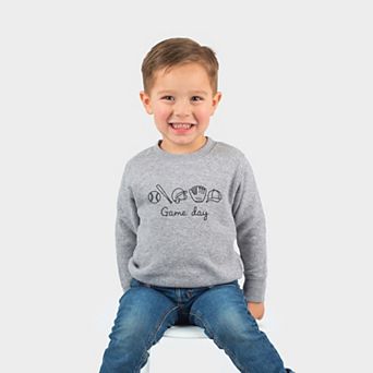 Embroidered Baseball Game Day Icons - Toddler Graphic Sweatshirt