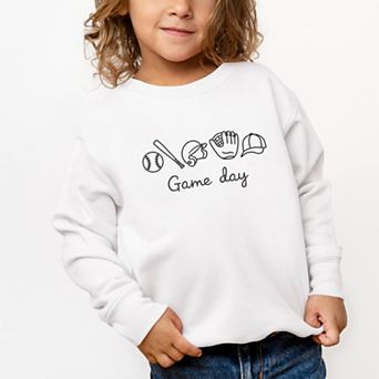 Embroidered Baseball Game Day Icons - Toddler Graphic Sweatshirt