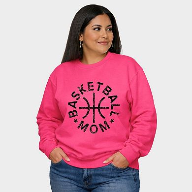 Basketball Mom Distressed - Women's Plus Sized Graphic Sweatshirt
