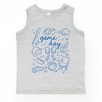 Baseball Game Day Sketched Collage - Toddler Graphic Tank