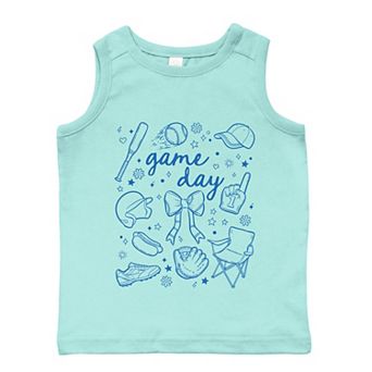 Baseball Game Day Sketched Collage - Toddler Graphic Tank