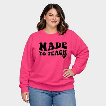 Made To Teach Wavy Heart - Women's Plus Sized Graphic Sweatshirt