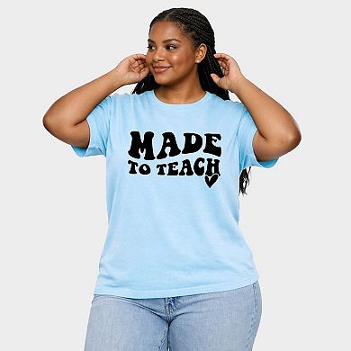 Made To Teach Wavy Heart - Women's Plus Sized Garment Dyed Graphic T-Shirt