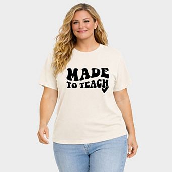 Made To Teach Wavy Heart - Women's Plus Sized Garment Dyed Graphic T-Shirt