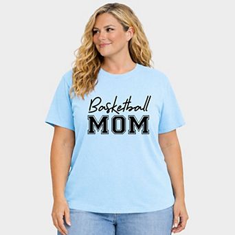 Basketball Mom - Women's Plus Sized Garment Dyed Graphic T-Shirt