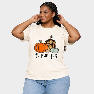 It's Fall Y'all Pumpkins - Women's Plus Sized Garment Dyed Graphic T-Shirt