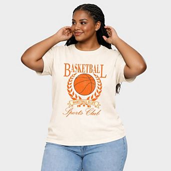 Basketball Sports Club - Women's Plus Sized Garment Dyed Graphic T-Shirt