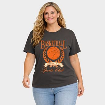 Basketball Sports Club - Women's Plus Sized Garment Dyed Graphic T-Shirt