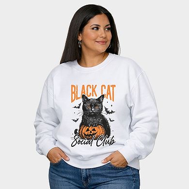 Black Cat Social Club Pumpkin - Women's Plus Sized Graphic Sweatshirt