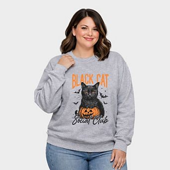 Black Cat Social Club Pumpkin - Women's Plus Sized Graphic Sweatshirt