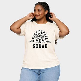 Basketball Mom Squad - Women's Plus Sized Garment Dyed Graphic T-Shirt