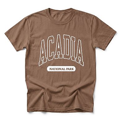 Acadia National Park Varsity - Men's Garment Dyed Graphic T-Shirt