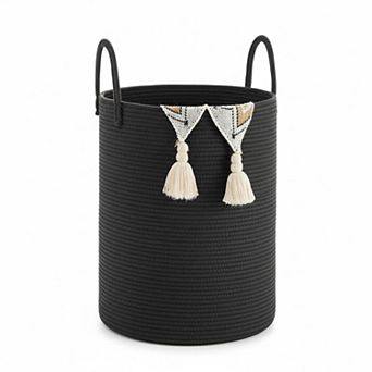 KSIZUIS Woven Cotton Rope Laundry Hamper for Bathroom Storage, Dirty Clothes&Toys