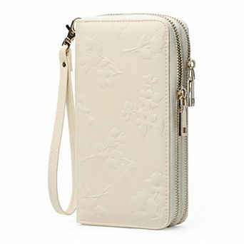 KSIZUIS RFID Blocking Leather Capacity Wristlet Wallet for Women