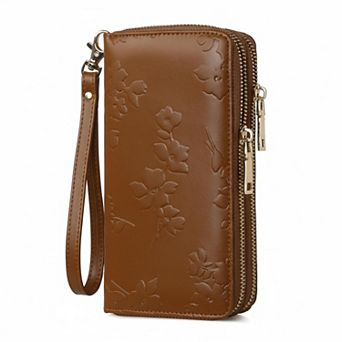 KSIZUIS RFID Blocking Leather Capacity Wristlet Wallet for Women