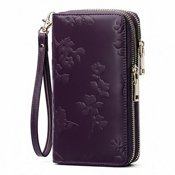 KSIZUIS RFID Blocking Leather Capacity Wristlet Wallet for Women