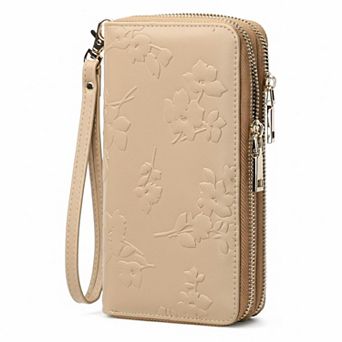 KSIZUIS RFID Blocking Leather Capacity Wristlet Wallet for Women