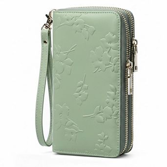 KSIZUIS RFID Blocking Leather Capacity Wristlet Wallet for Women