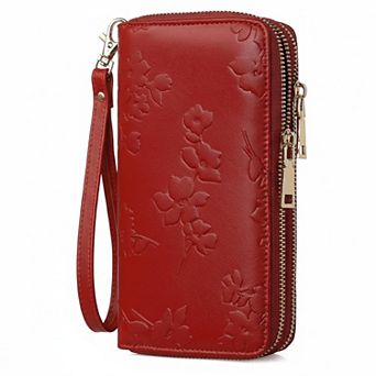 KSIZUIS RFID Blocking Leather Capacity Wristlet Wallet for Women