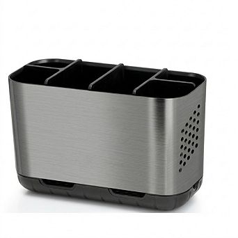 KSIZUIS Brushed Nickel Electric Toothbrush Holder with Adjustable Dividers & Drainage