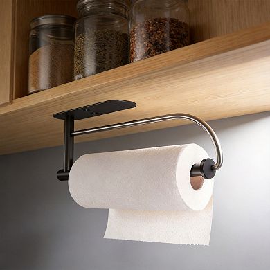 Under Cabinet Paper Towel Holder Adhesive Drilling Stainless Steel Kitchen