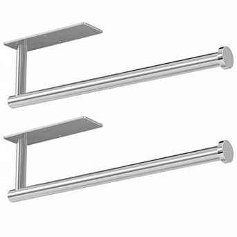 Paper Towel Holder Self Adhesive Drilling Brushed Nickel Wall Mounted 2 Pack