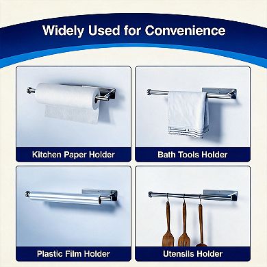 Paper Towel Holder Self Adhesive Drilling Brushed Nickel Wall Mounted 2 Pack