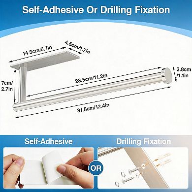 Paper Towel Holder Self Adhesive Drilling Brushed Nickel Wall Mounted 2 Pack
