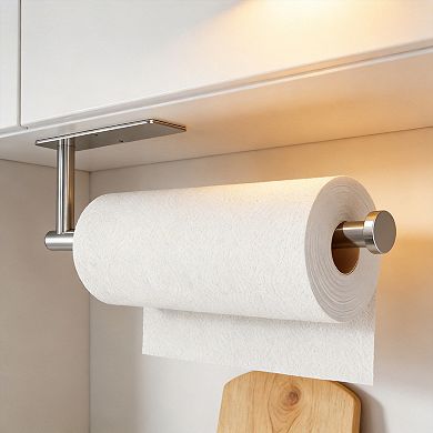 Paper Towel Holder Self Adhesive Drilling Brushed Nickel Wall Mounted 2 Pack