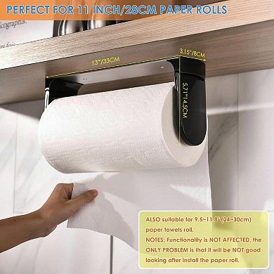 One Hand Paper Towel Holder Under Cabinet Adhesive Drilling Aluminum Alloy Abs