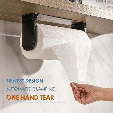 One Hand Paper Towel Holder Under Cabinet Adhesive Drilling Aluminum Alloy Abs