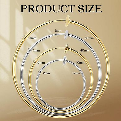 KSIZUIS8 Pairs Clip On Hoop Earrings Stainless Steel Non-pierced Multiple Size Comfortable