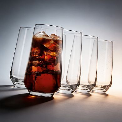 Set of 6 Tall Water Juice Glasses 16.2 Oz Crystalline Dishwasher Safe