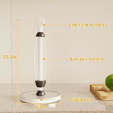 Stainless Steel Paper Towel Holder Countertop One Handed Weighted Base Ratchet System Kitchen Decor