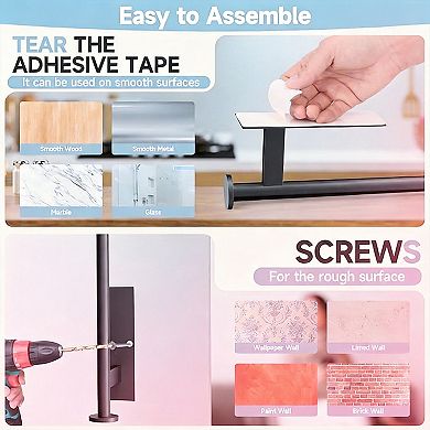 Wall Mount Paper Towel Holder Self Adhesive No Drill SUS304 Stainless Steel Kitchen Bathroom