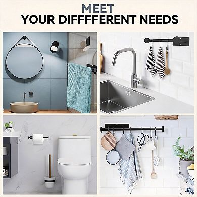 Wall Mount Paper Towel Holder Self Adhesive No Drill SUS304 Stainless Steel Kitchen Bathroom