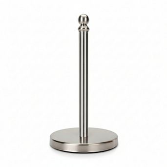 Stainless Steel Paper Towel Holder Countertop Standing One Handed Operation Weighted Base Felt Pad